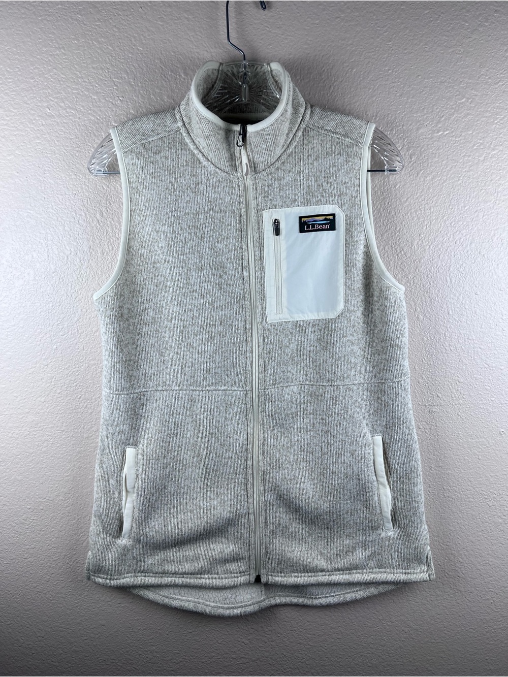 L.L. Bean Cream Heathered Fleece Vest